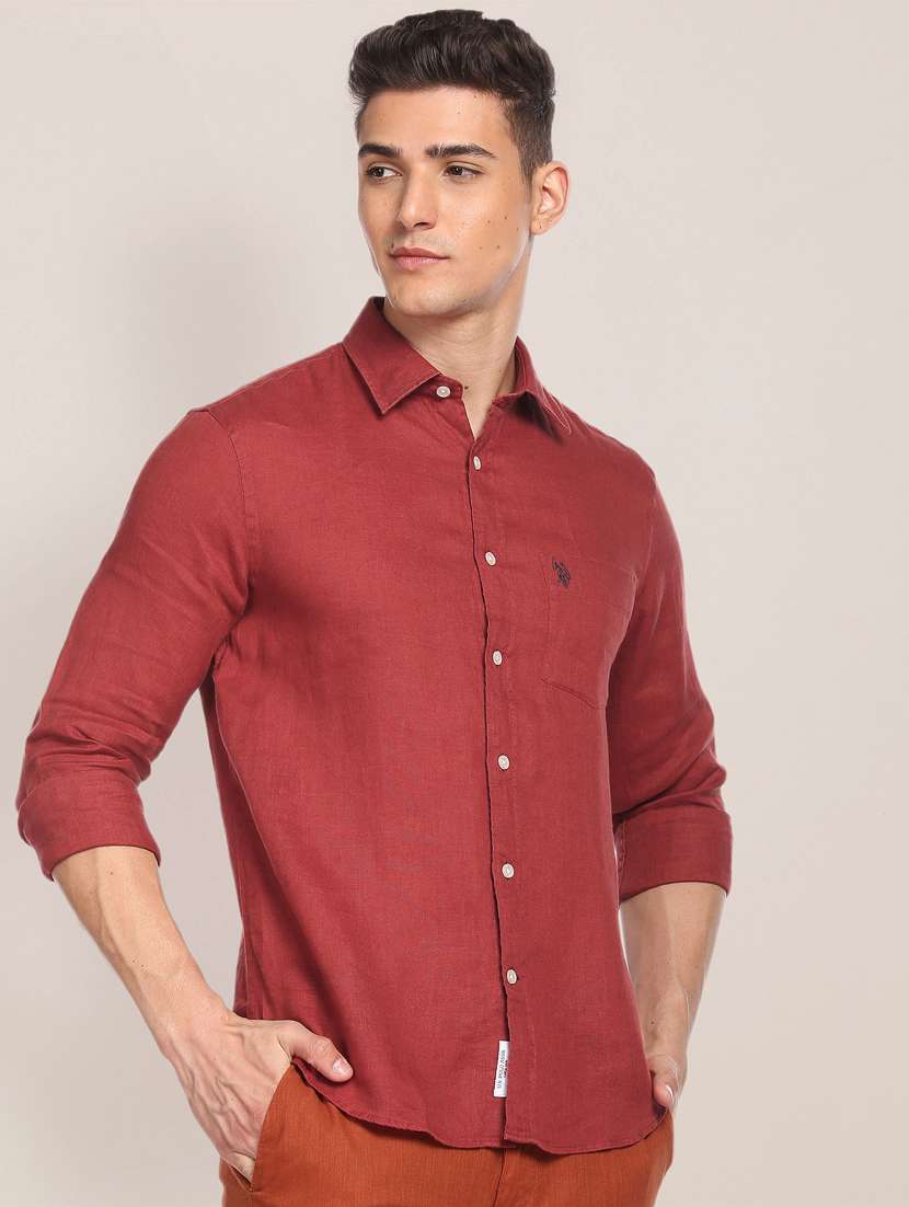 u.s. polo assn. mens dress shirt regular fit long sleeve U.S. POLO ASSN. Men's Regular Fit Solid Oxford Fs Shirts  (Usshtfx0015_Yellow_XL) main image 1