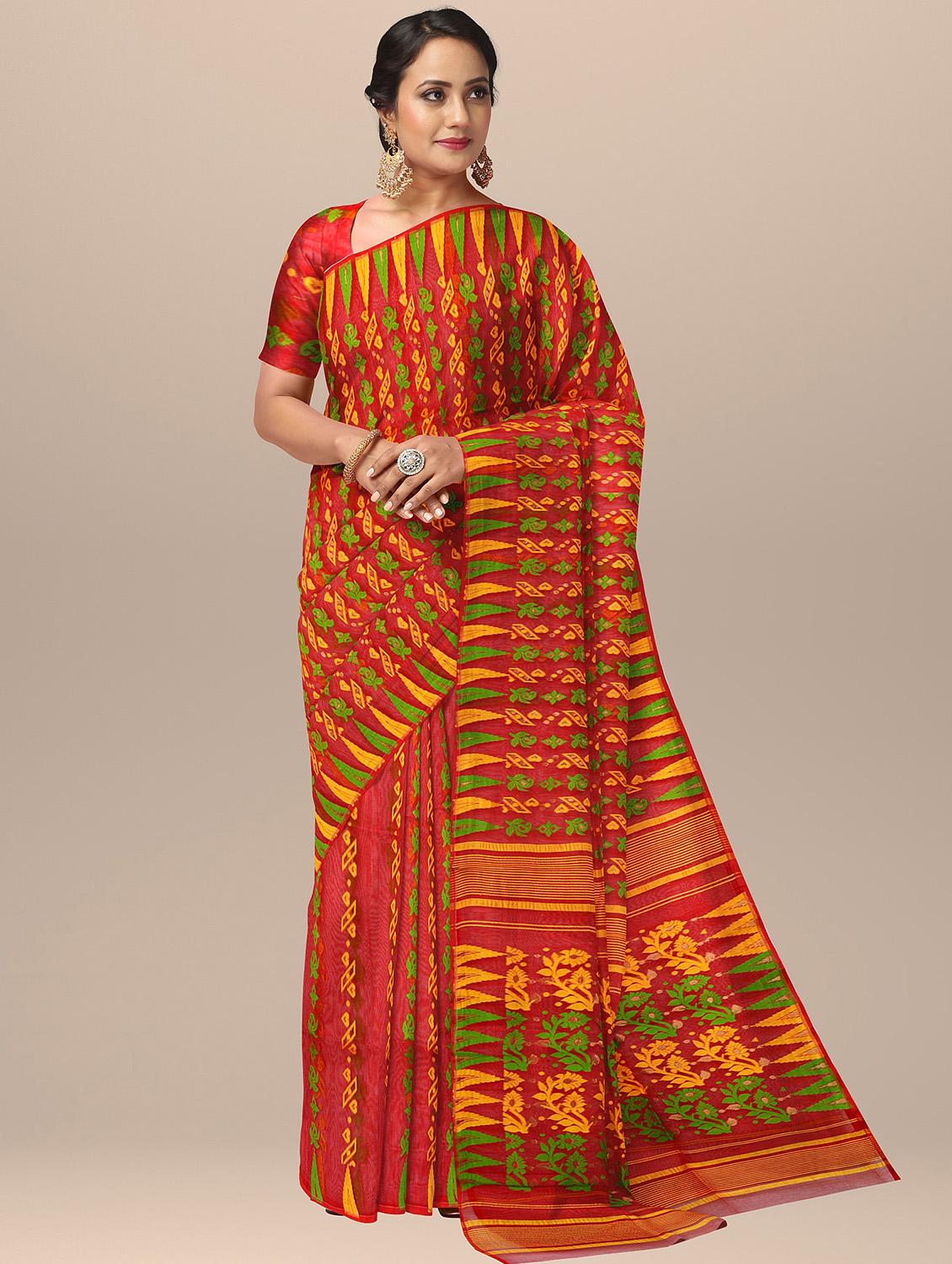 women red self design jamdani saree - 20720733 -  Zoom Image - 0