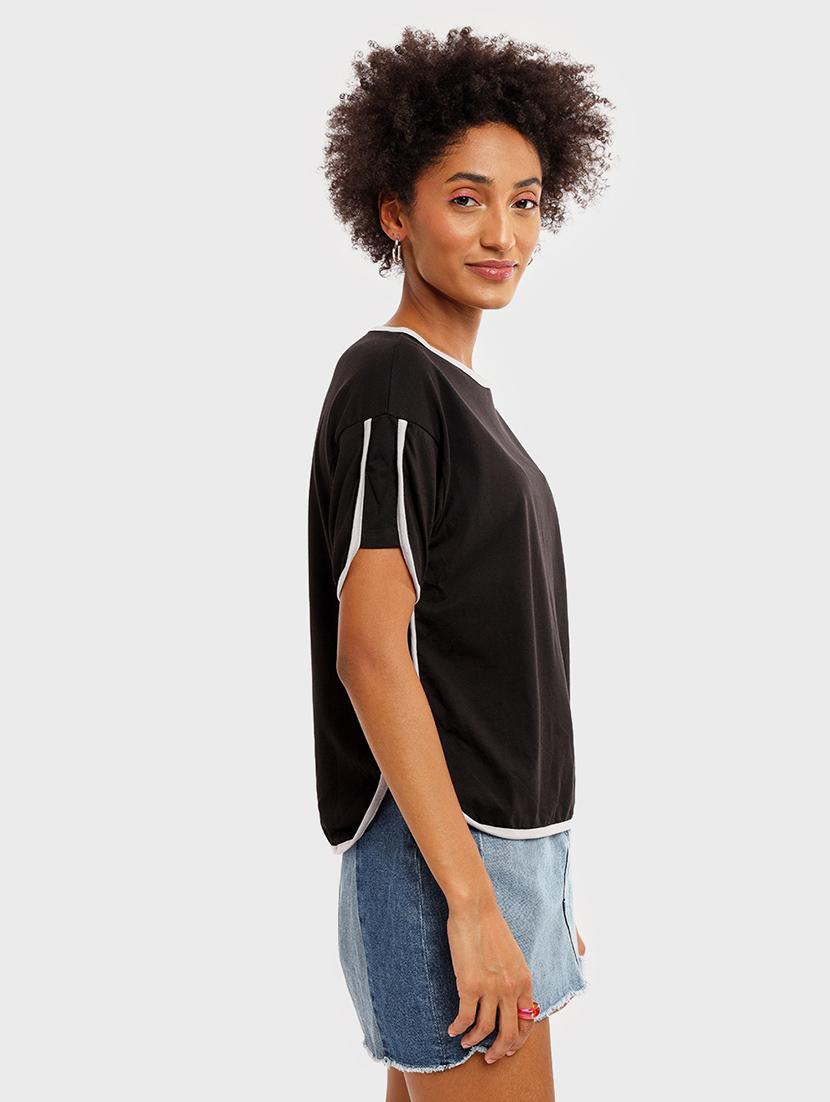 women black solid round neck regular t-shirt - 20720900 - Standard Image - 1