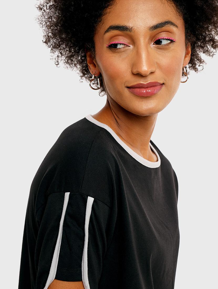 women black solid round neck regular t-shirt - 20720900 - Standard Image - 4
