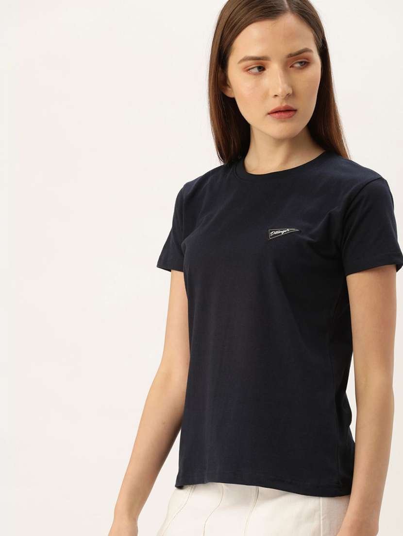 women solid short sleeves t-shirt - 20721454 - Standard Image - 1