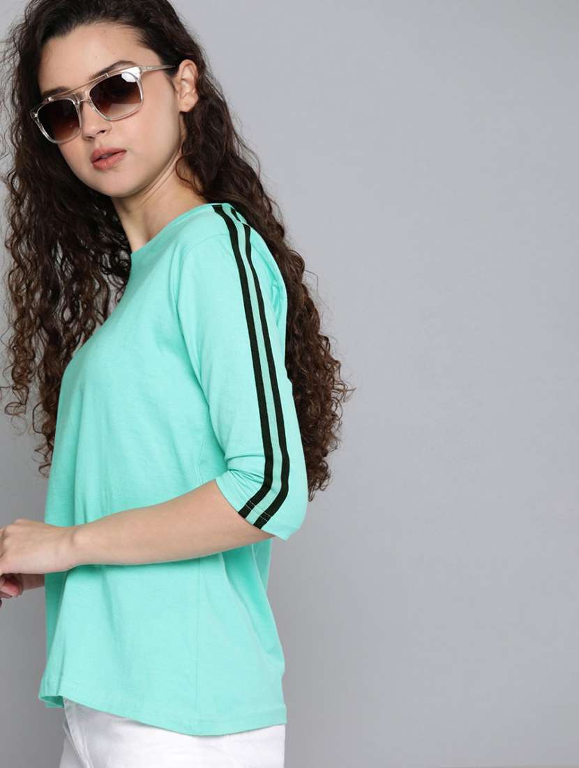 women light blue round neck t-shirt - 20721510 - Standard Image - 1