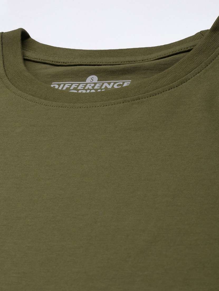 women olive round neck t-shirt - 20721756 - Standard Image - 4