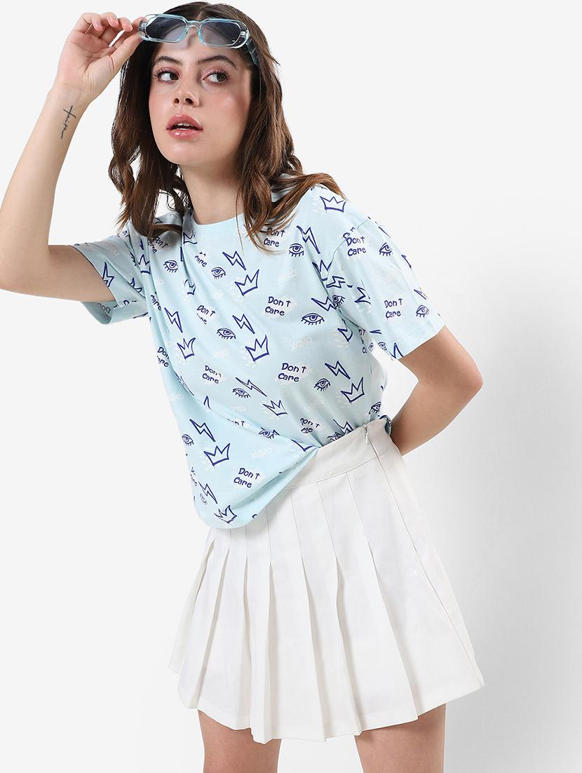 women light blue round neck t-shirt - 20721885 - Standard Image - 1