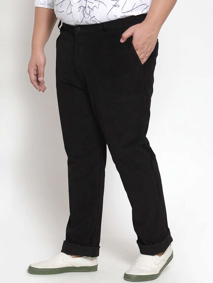 men solid flat front plus size casual trouser - 20724033 - Standard Image - 1