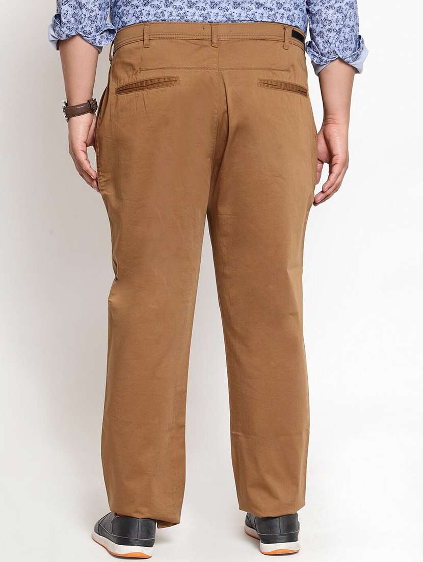 men solid flat front plus size casual trouser - 20724044 -  Standard Image - 1