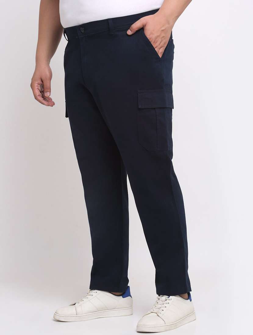 navy blue cotton chinos casual trousers - 20724056 -  Standard Image - 1
