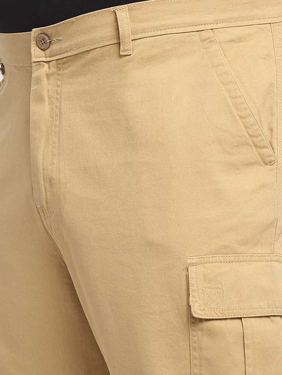 khaki cotton flat front casual trousers - 20724058 -  Standard Image - 4
