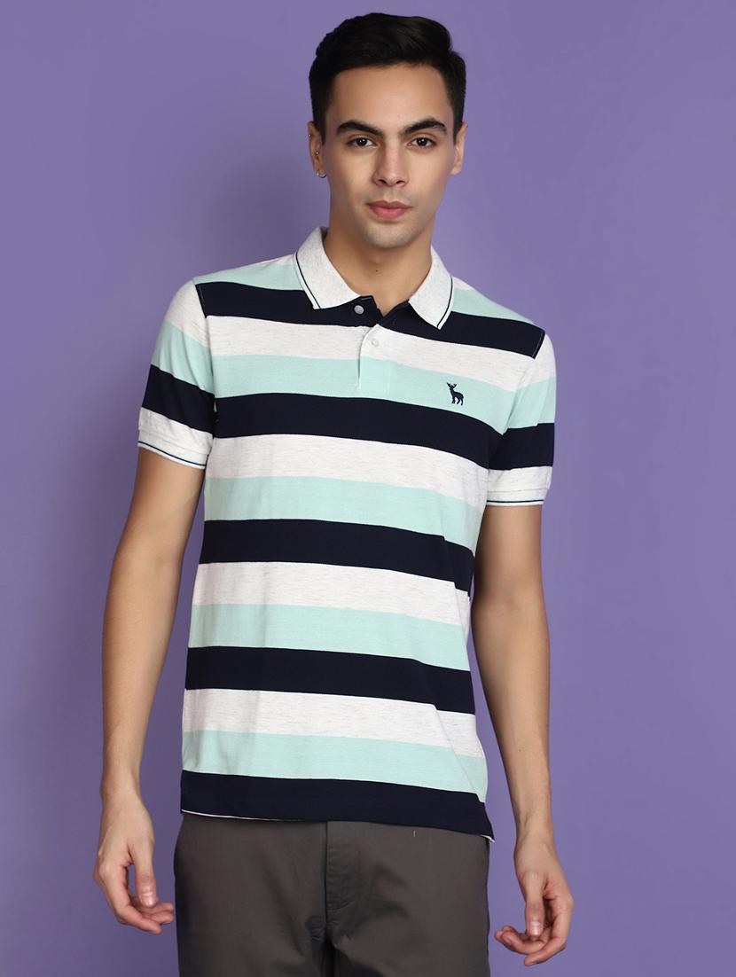 men polo neck striped t-shirt