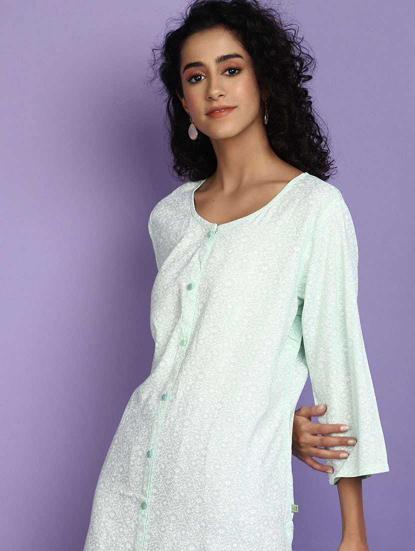 women ai aqua round neck straight kurta - 20724300 -  Standard Image - 4