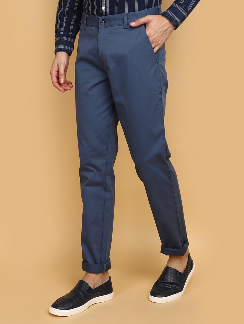 blue cotton chinos casual trousers - 20724383 -  Standard Image - 1