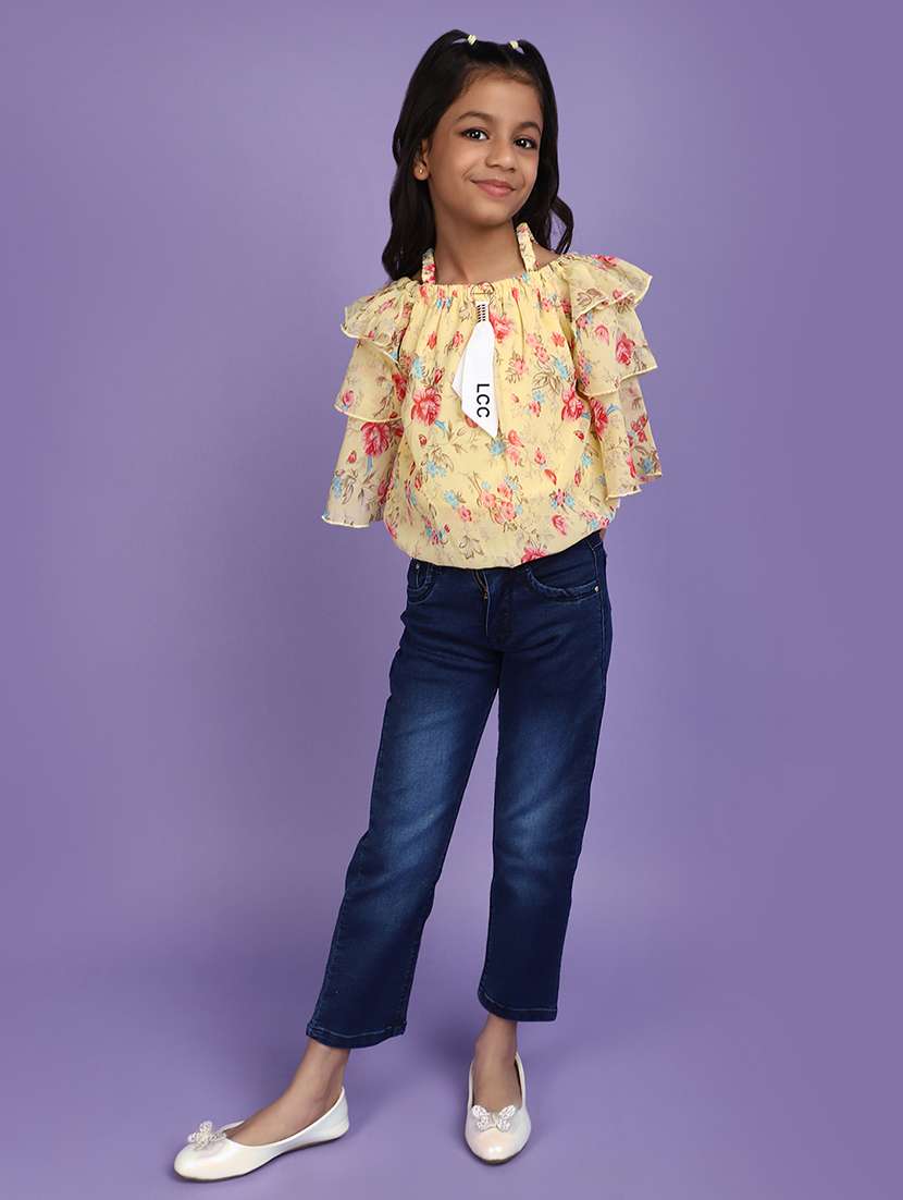 girls yellow floral printed top - 20724755 -  Standard Image - 4