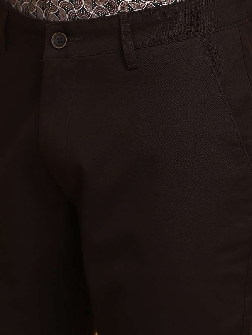 Men Brown Solids Chinos Casual Trouser - 20724925 -  Standard Image - 4