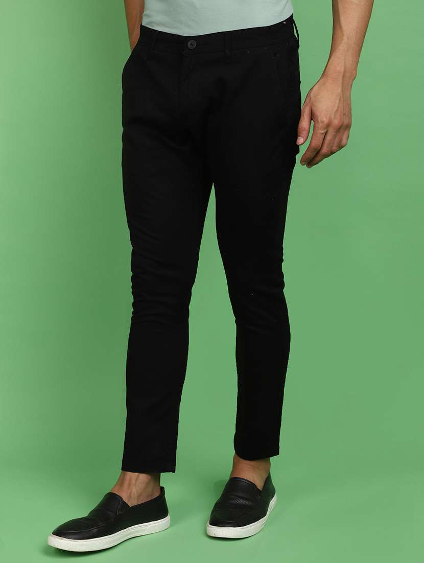 black cotton chinos casual trousers - 20725080 -  Standard Image - 1