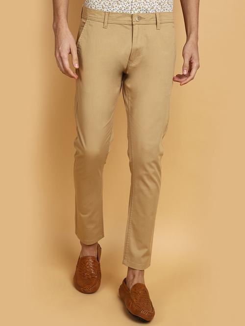 beige cotton chinos casual trousers - 20725081 -  Standard Image - 0