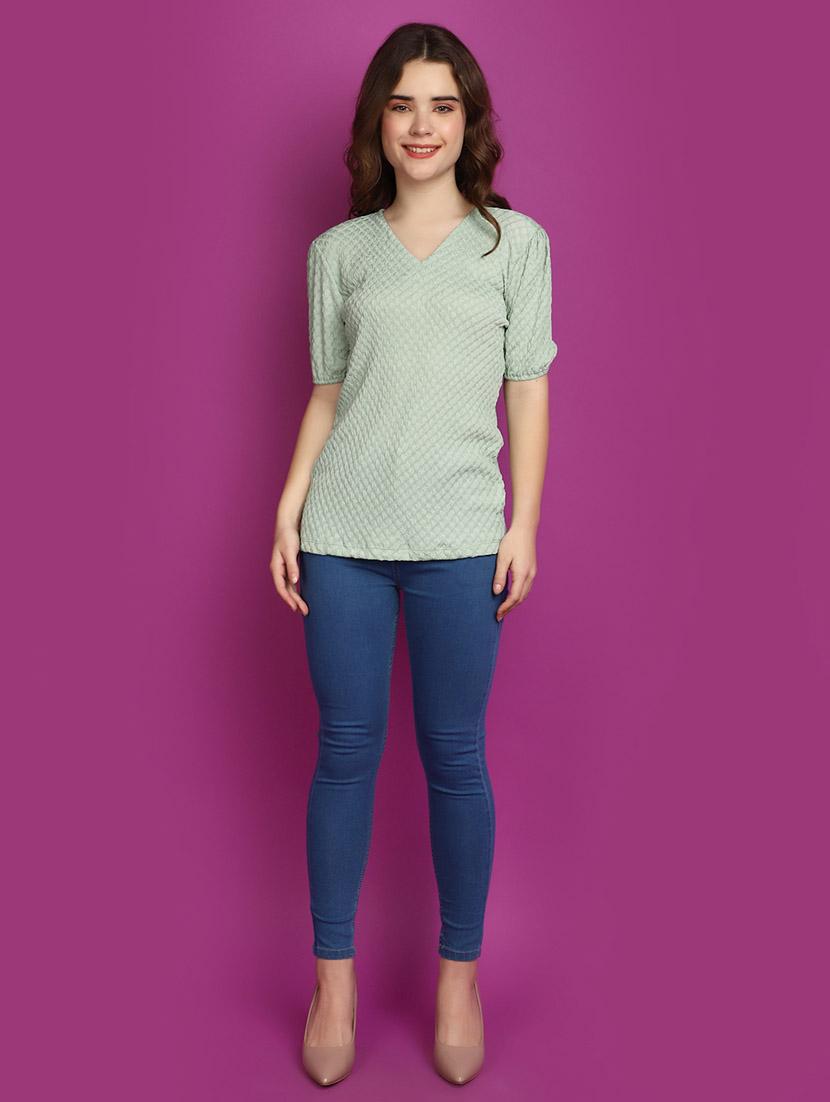 green cotton regular top - 20725233 - Standard Image - 4
