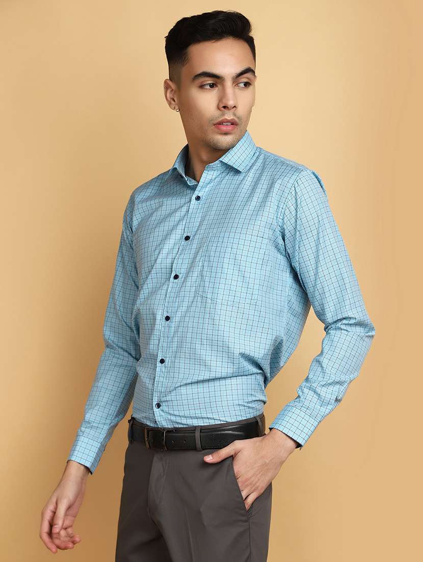 light blue checkered formal shirt - 20725262 -  Standard Image - 1
