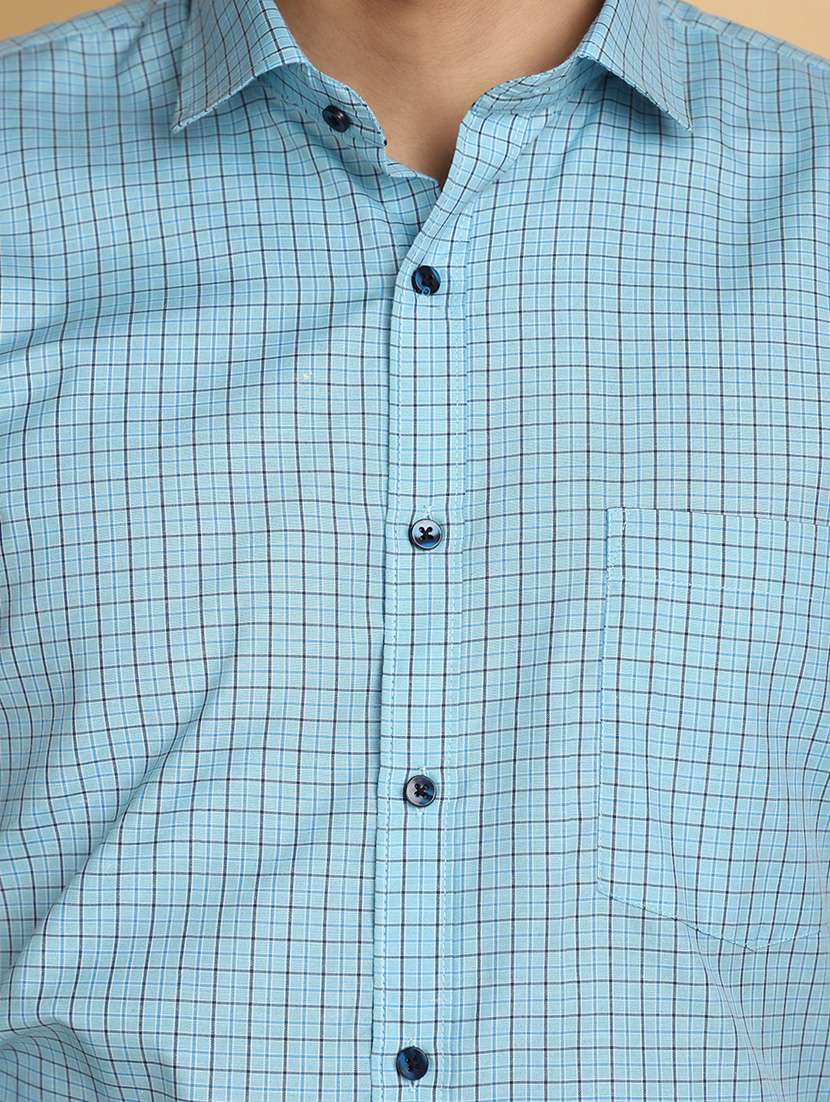 light blue checkered formal shirt - 20725262 -  Standard Image - 4