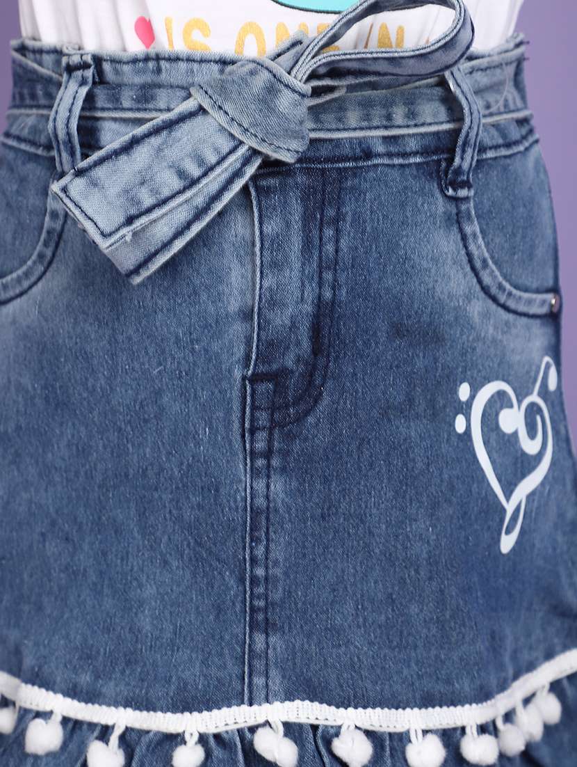girls solid denim skirt - 20725266 -  Standard Image - 4