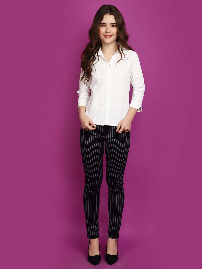 women solid cotton shirt - 20725420 -  Standard Image - 4