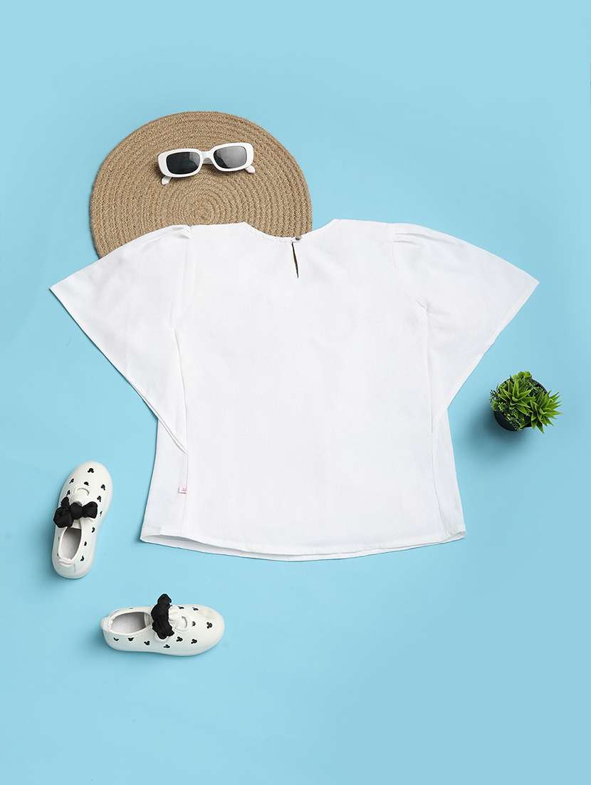 girls white solid top - 20725464 -  Standard Image - 1