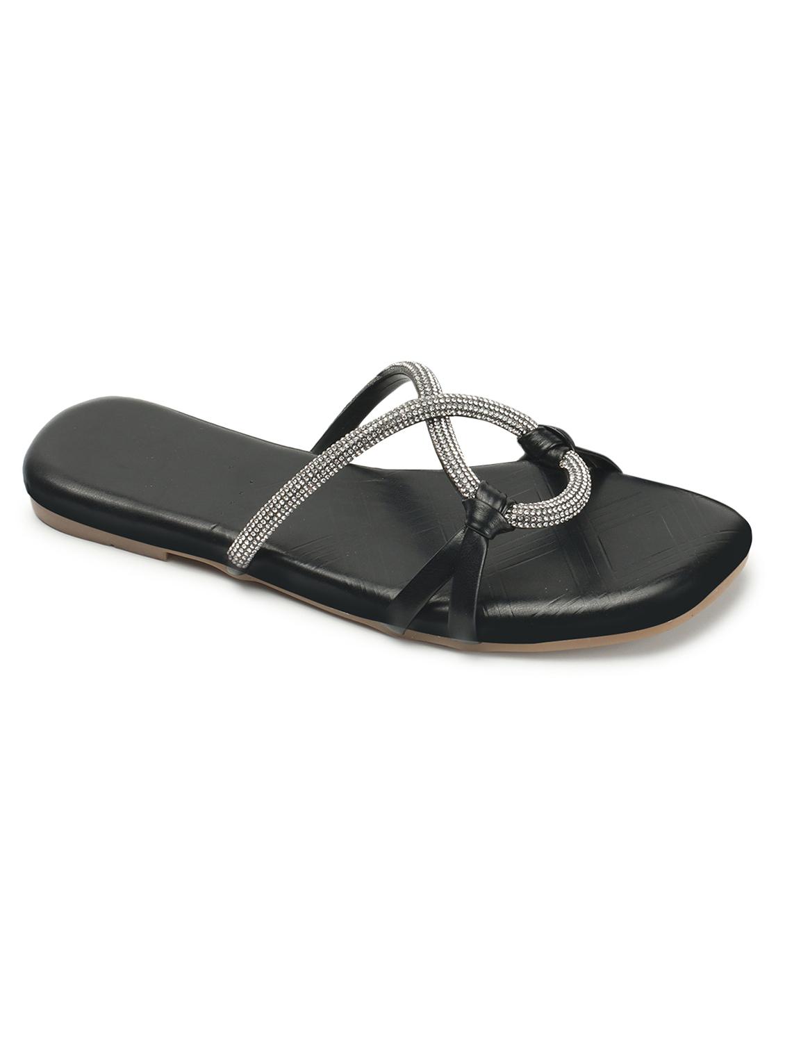 black synthetic slip on sandals - 20726382 -  Standard Image - 1