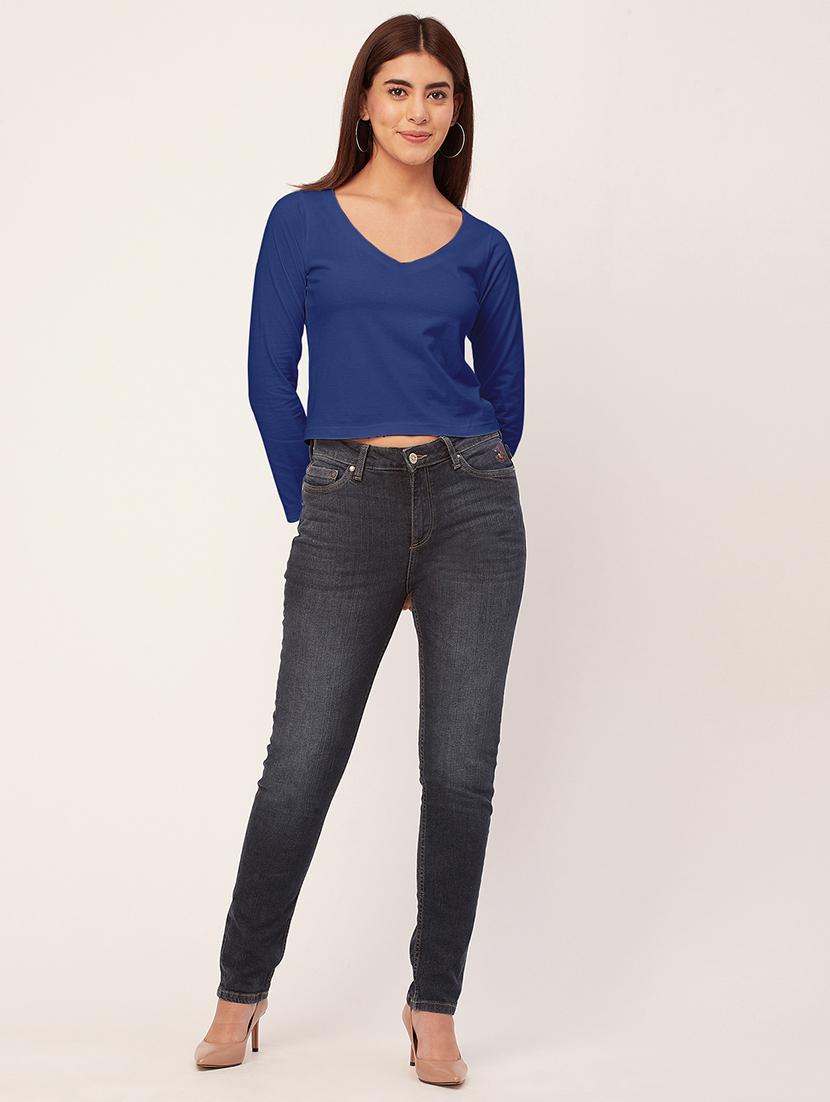 women solid v neck top - 20726550 - Standard Image - 4
