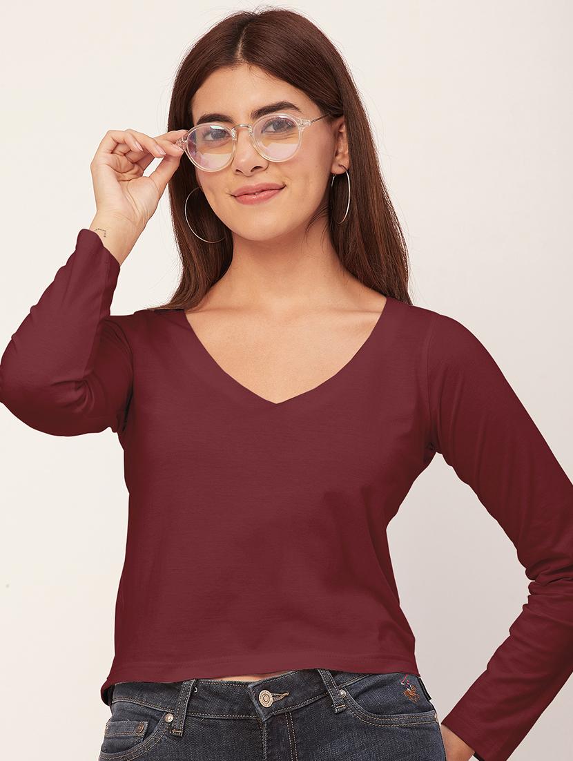 women solid long sleeves top - 20726551 - Standard Image - 1