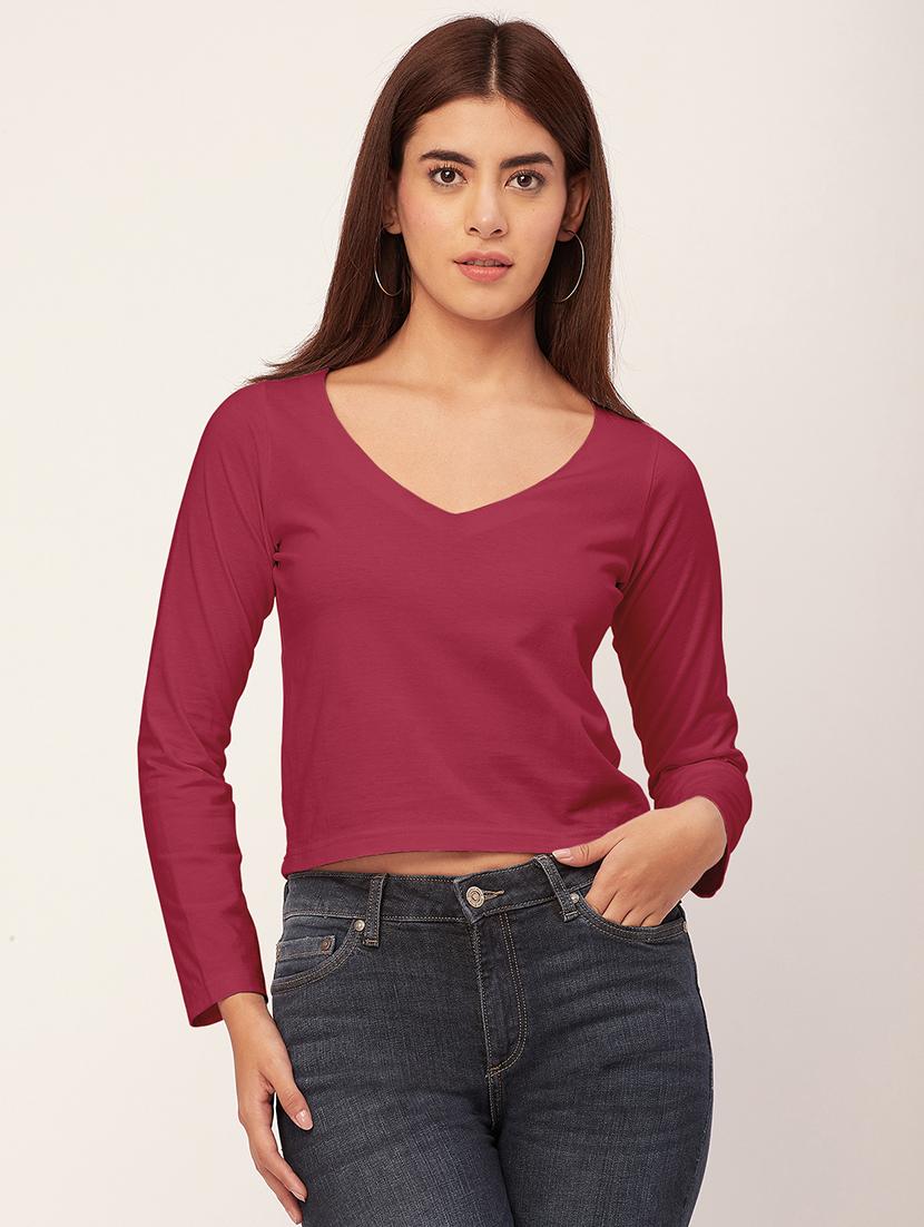 women solid long sleeves top - 20726553 - Zoom Image - 0