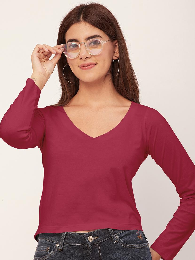 women solid long sleeves top - 20726553 - Standard Image - 1
