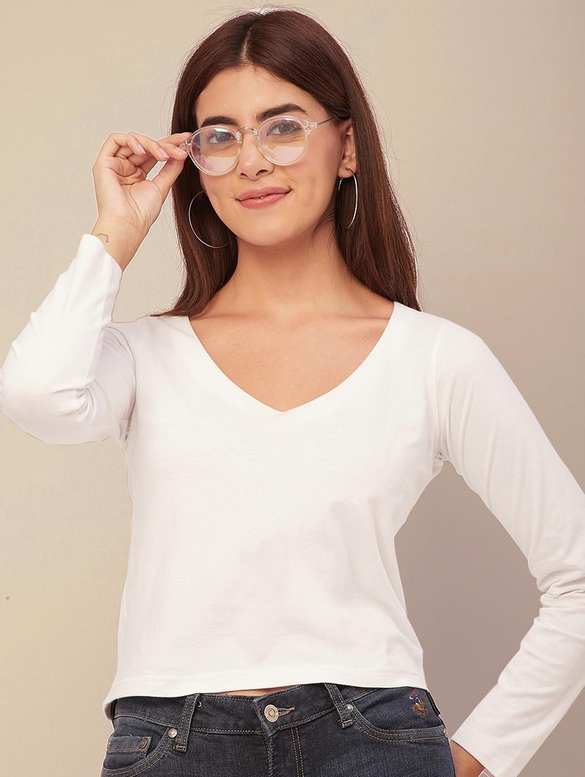 women solid long sleeves top - 20726554 -  Standard Image - 1