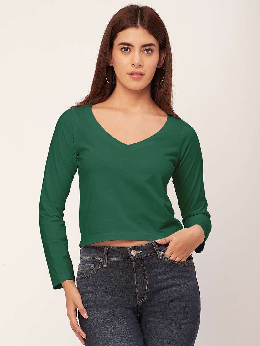 women solid long sleeves top - 20726555 -  Zoom Image - 0