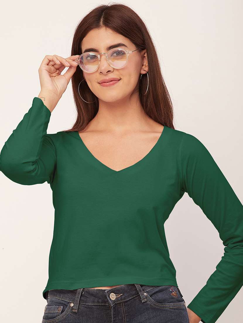 women solid long sleeves top - 20726555 -  Standard Image - 1