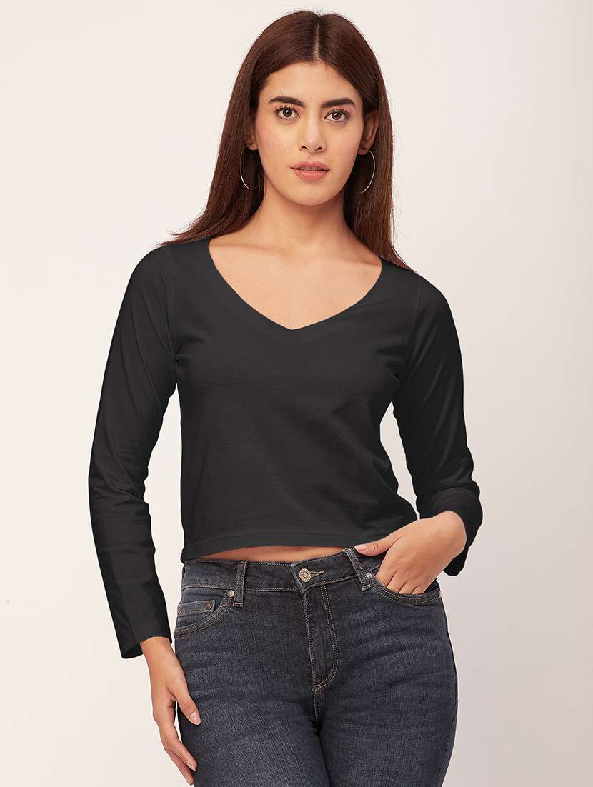 women solid long sleeves top
