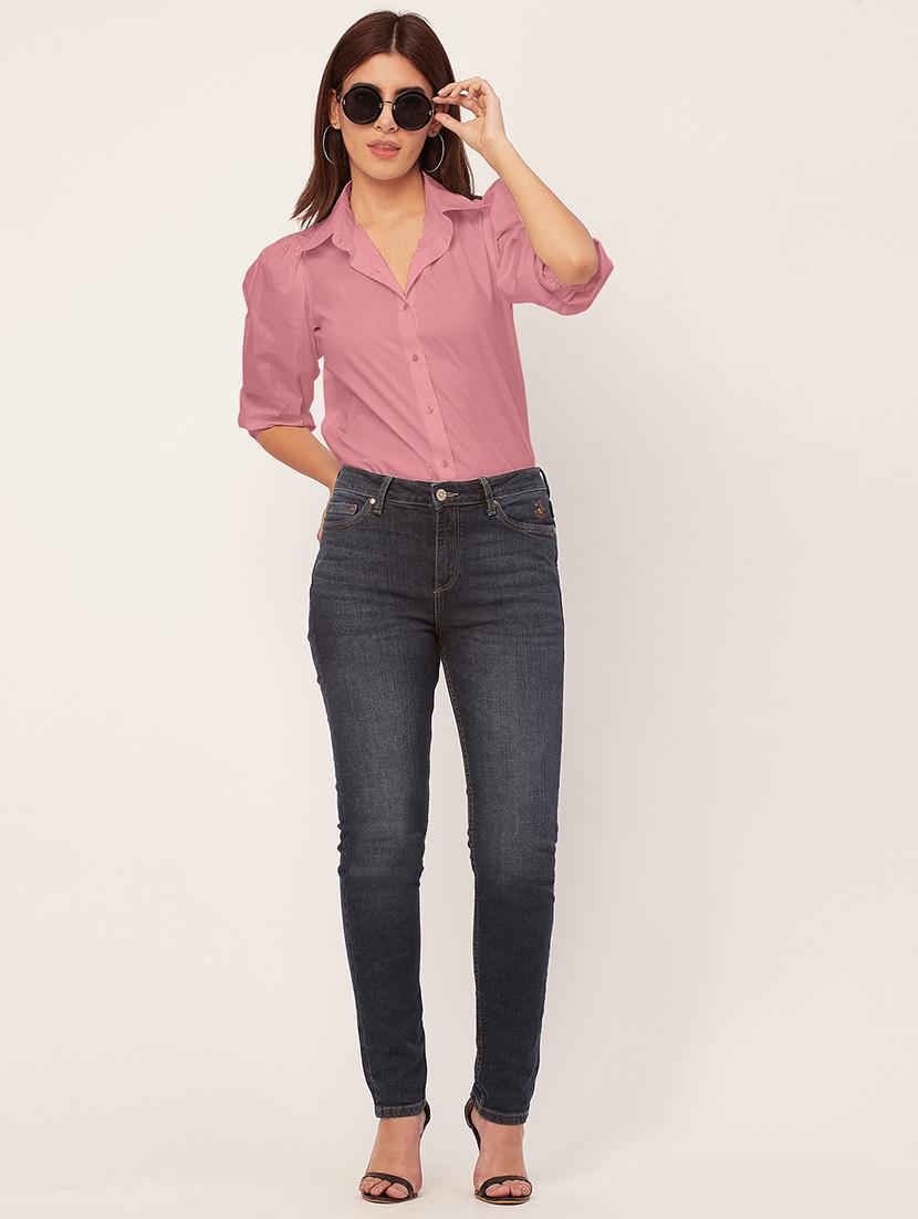 women solid collared puff sleeves shirt - 20726558 - Standard Image - 4