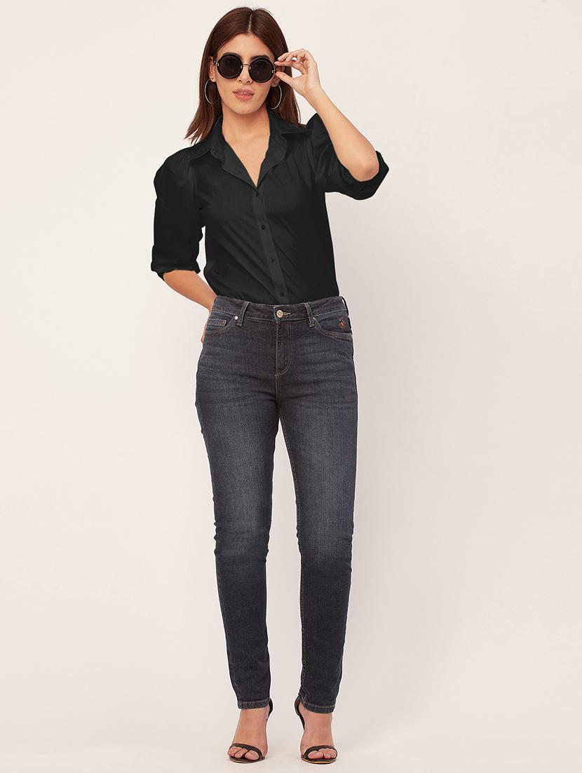 women solid collared puff sleeves shirt - 20726562 - Standard Image - 4