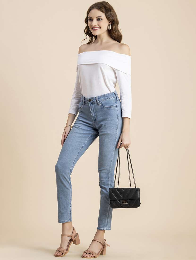 women solid off shoulder long sleeves top - 20726564 - Standard Image - 4
