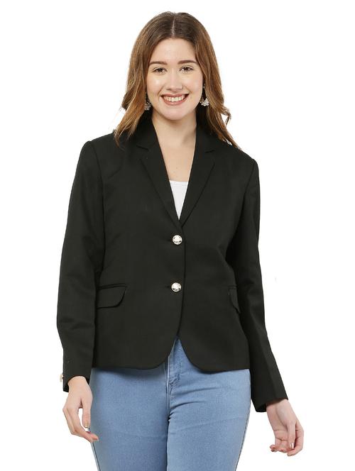 solid black lapel collar casual blazer - 20727366 - Standard Image - 0
