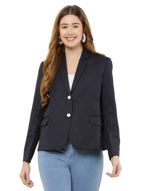 women solid single breasted blazer - 20727367 - Standard Image - 0