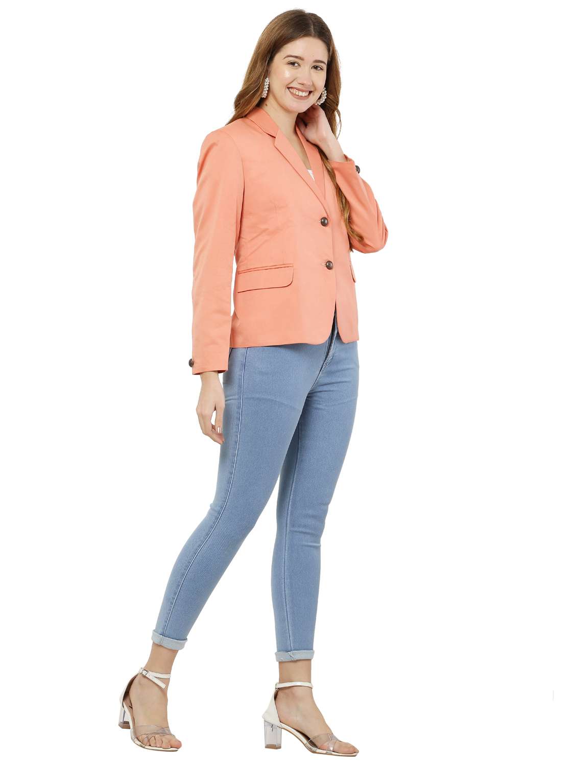 women solid single breasted blazer - 20727369 -  Standard Image - 1