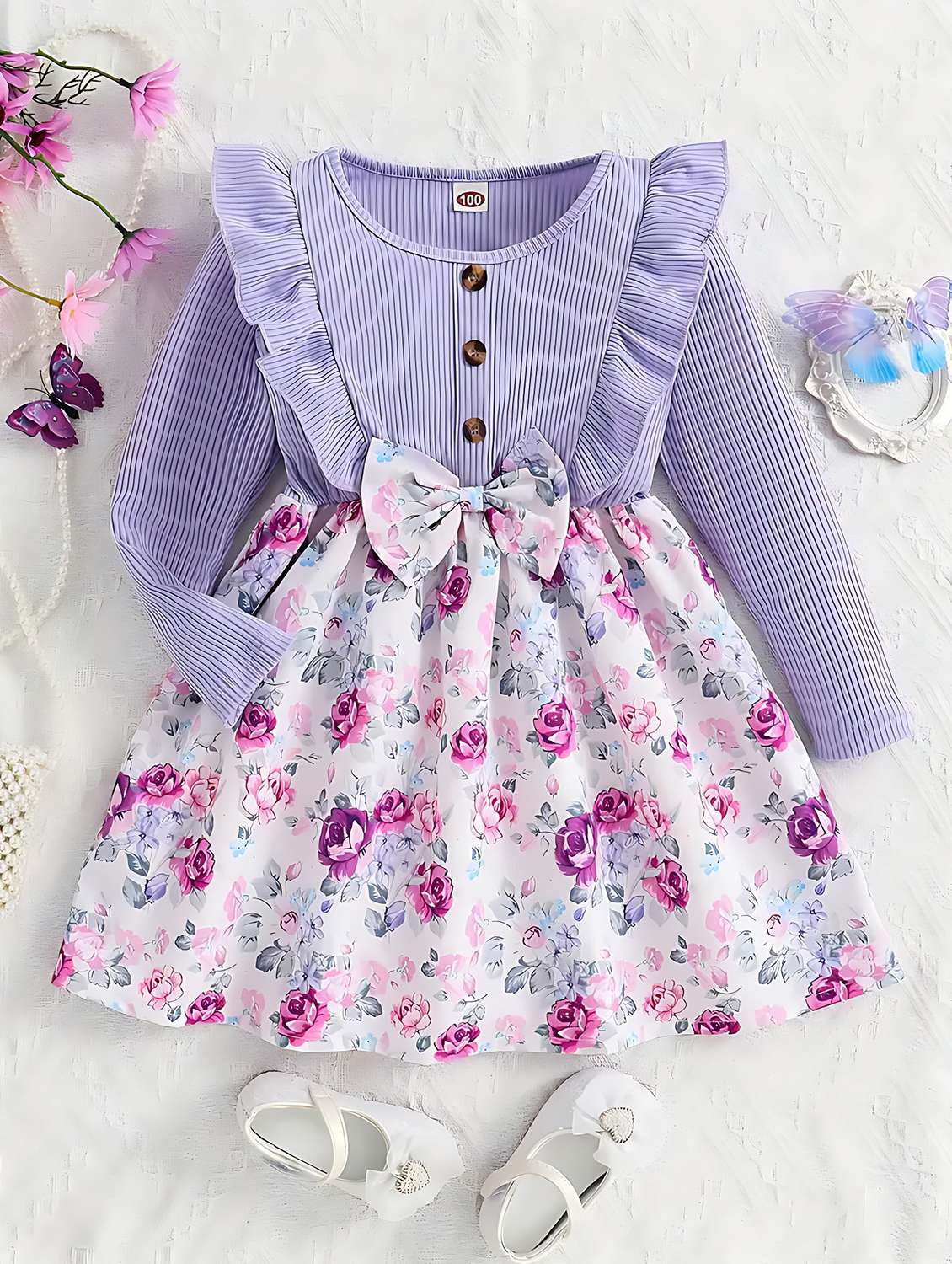 girls floral print lycra frock - 20727542 - Zoom Image - 0
