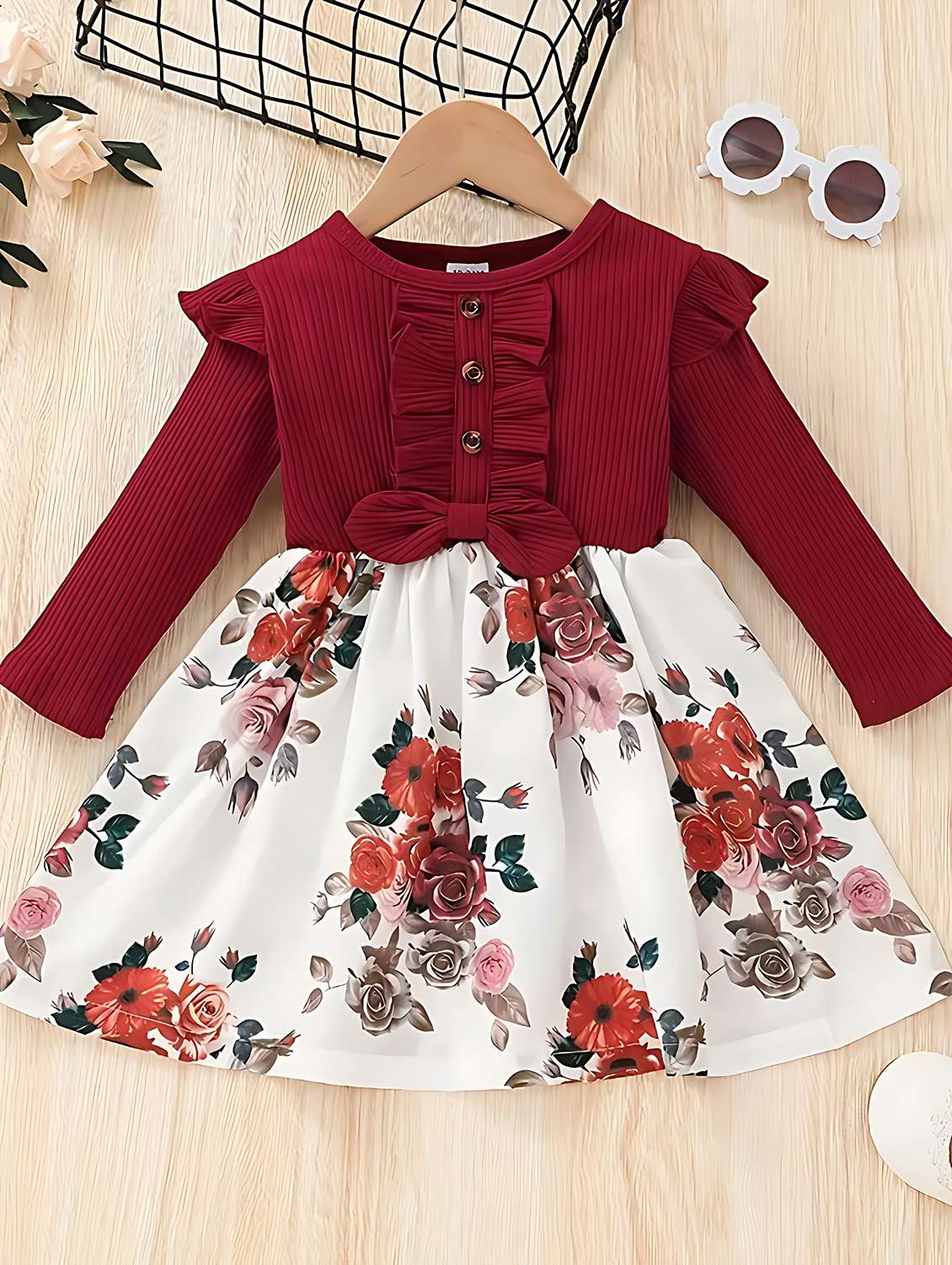 girls floral print lycra frock - 20727543 -  Zoom Image - 0