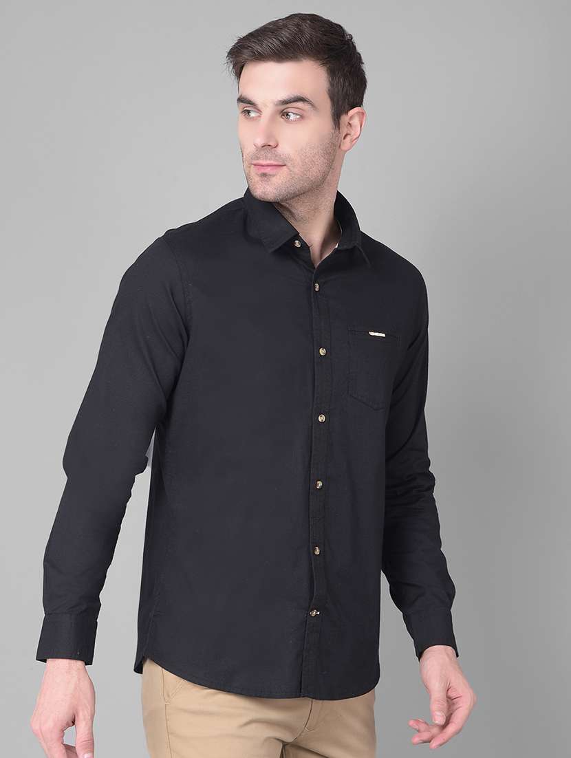 men solid collared casual shirt - 20727650 - Standard Image - 1