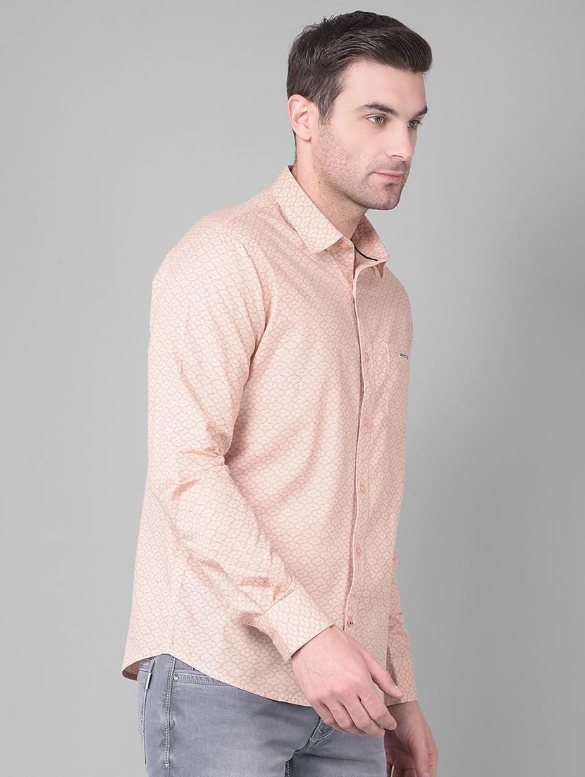 orange printed slim fit casual shirt - 20727656 - Standard Image - 1