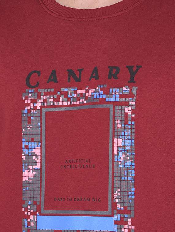 maroon cotton blend chest print sweatshirt - 20727657 - Standard Image - 4