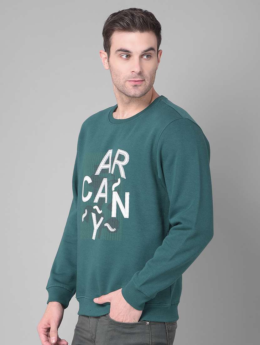 green cotton blend chest print sweatshirt - 20727659 -  Standard Image - 1