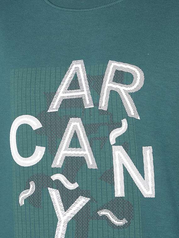 green cotton blend chest print sweatshirt - 20727659 -  Standard Image - 4