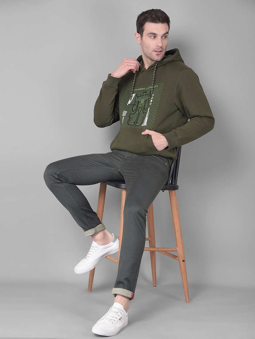 olive cotton blend chest print sweatshirt - 20727662 - Standard Image - 4
