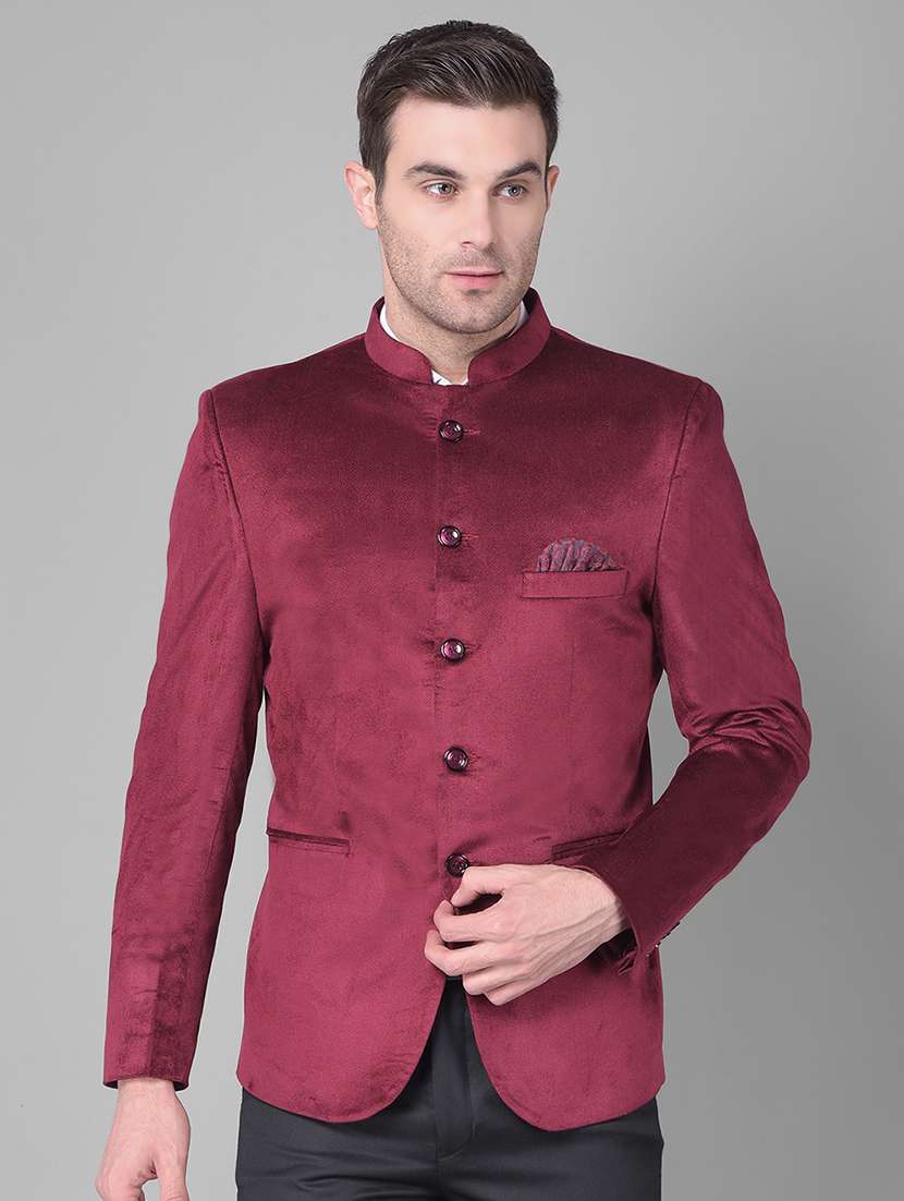 maroon velvet bandhgalas blazer