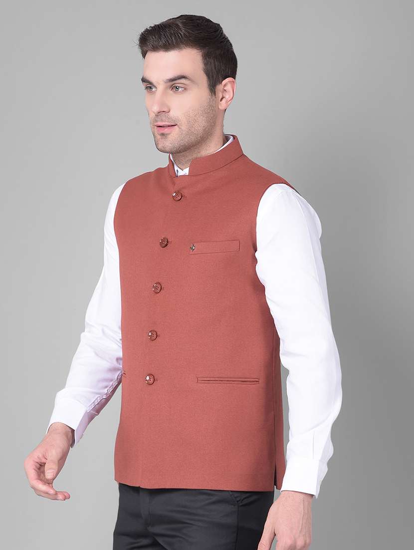 solid rust classic waist coat - 20727669 -  Standard Image - 1